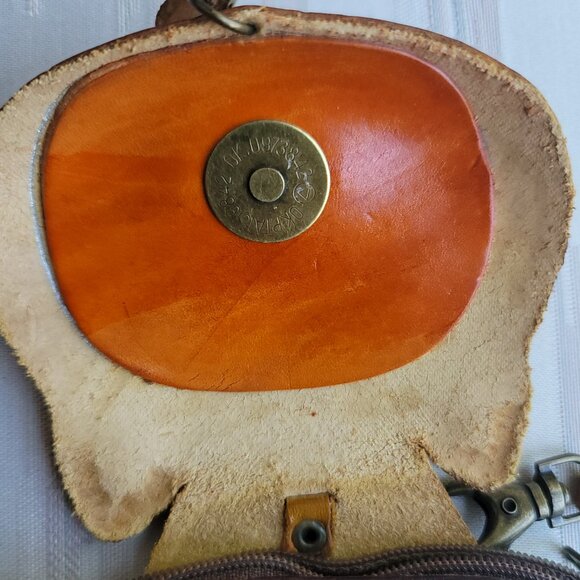 Leather Cat Kitty Face With Fish Charm Handcrafted Wristlet Coin Change Pouch - Picture 7 of 16